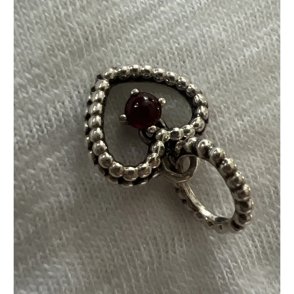 PANDORA JULY BLAZING RED BEADED HEART DANGLE CHARM